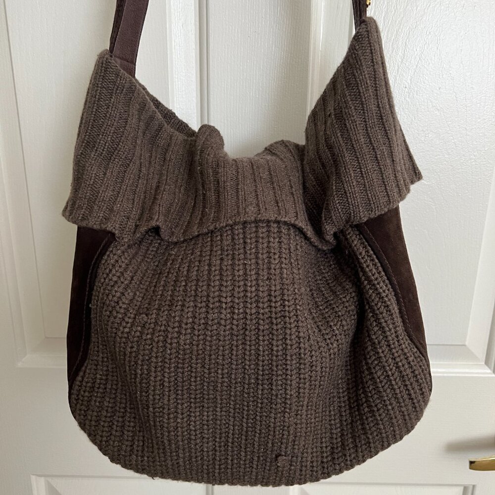 Michael Kors Suede and knit large boho tote